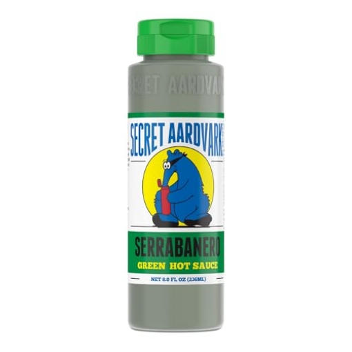 Picture of SECRET AARDVARK TRADING CO 00013 Secret Aardvark Serrabanero Hot Sauce - Serrano & Green Habanero Hot Sauce, Green Spicy Sauce, Non-GMO, Low Carb, Low Sugar Marinade - 8 fl oz 1 Pack (EA)