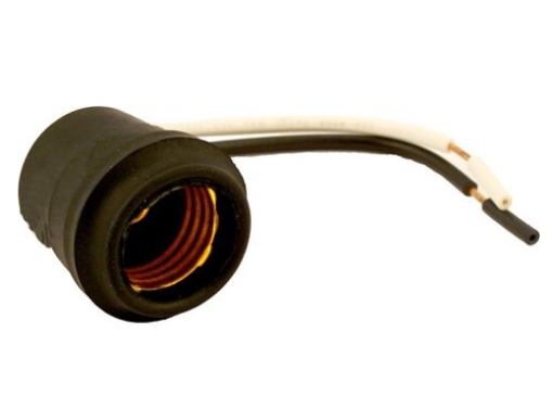 Picture of LEVITON MFG CO INC 00055-000 Leviton 55 Weatherproof Lampholder, Single Circuit, 660W-250V; With Two 6 Inch Leads, One Black And One White, 14AWG 60C 600V, Free Ends Stripped 3/4 Inch. (EA)