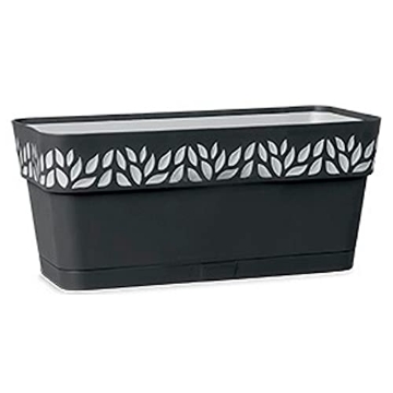 Picture of Marshall Electronics, Inc 9E62ZFZ023 Deroma Marshall Pottery 7009021 19.7 x 7.09 in Leaf Resin Leaves Balcony Planter44; Dark Gray (EA)