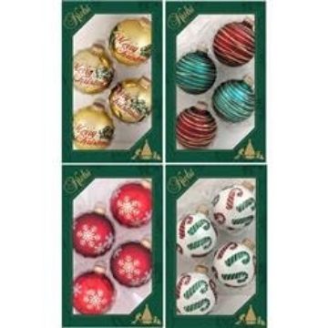 Picture of Christmas Time CBK011004A Christmas By Krebs 9081248 Gold Green - Red & White Ball Indoor Christmas Decor Pack of 12 (PK-12-EA)
