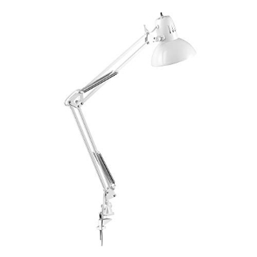 Picture of GLOBE ELECTRIC 52847 GLOBE Electric 52847 31.5 Inch Swing Arm Clamp-On White Desk Lamp with Nickel Accents, On/Off Rotary Switch, Book Reading Light, Home Essentials, Office Décor, LED Bulb Compatible (EA)