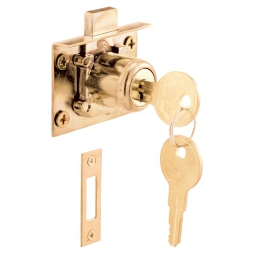 Picture of Prime U10666 Prime-Line Bright Brass Gold Steel Cabinet/Drawer Lock (EA)