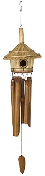 Picture of WOODSTOCK PERCUSSION INC C707 Woodstock Chimes Asli Arts Collection, Thatched Roof Birdhouse Bamboo Chime, 32'' Bamboo Wind Chimes for Outdoor, Patio, Home or Garden Décor (C707) (EA)