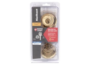 Picture of Kwikset 96650-509 Kwikset SmartKey Security Polished Brass Metal Double Cylinder Deadbolt (EA)