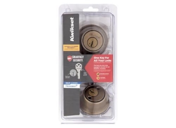 Picture of Kwikset 96650-510 Kwikset SmartKey Security Antique Brass Metal Double Cylinder Deadbolt (EA)