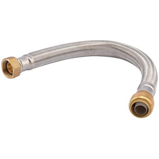 Picture of Shark Industries Ltd UR3088FX15 SharkBite 15 Inch Braided Flexible Water Heater Connector, 3/4 in Push-to-Connect x 3/4 in FIP, Stainless Steel, U3088FLEX15LF (EA)