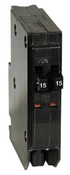 Picture of Square D QOT1515CP Square D by Schneider Electric QOT1515CP Tandem Mini Circuit Breaker, QO, 2 x 1 Pole at 15A, 120/240VAC, 10kA, Plug in Mount, Black (EA)