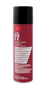 Picture of 3M 77-DSC 3M Super 77 Multipurpose Spray Adhesive, 13.8 oz., Provides Secure Bond In 15 Seconds, Dries Clear, Ideal For Plastic, Glass, Paper, Fabric, Wood, Foam, Cardboard, Fiberglass & More (77-DSC) (EA)