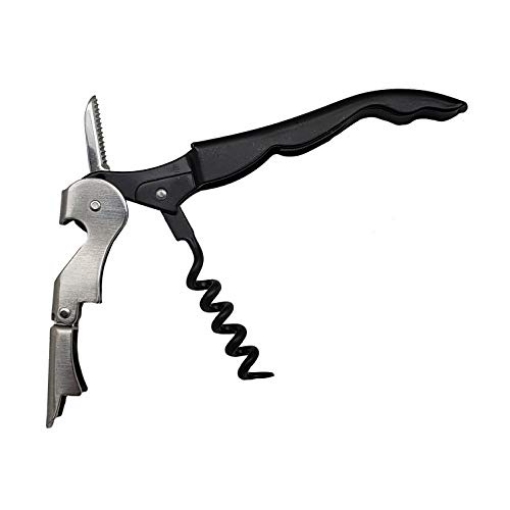 Picture of BARY3 BAR-0496 Bary3 Double Puller Waiter's Corkscrew - Stainless Steel Body, Soft Grip, Double Puller Waiters Corkscrew With Built-in Bottle Opener and Knife - Set of 4 (EA)