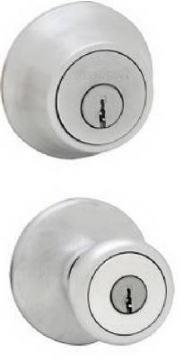 Picture of Kwikset 96900-252 Kwikset 96900-252 Satin Chrome Entry Knob With Single Cylinder Deadbolt Pack (EA)