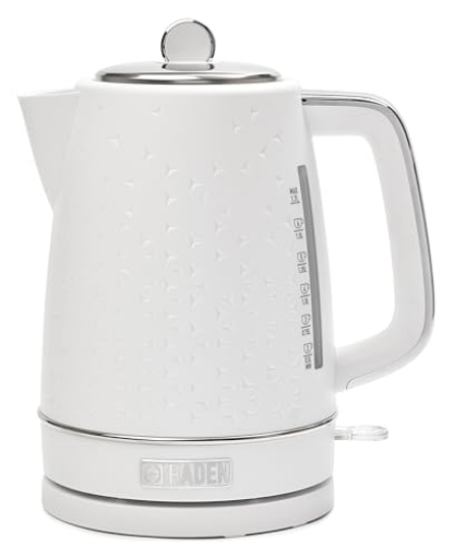 Picture of STUDIO DESIGNS INC 75119 HADEN Starbeck Cordless Electric Kettle with Auto Shut-Off, 1.7 Liter, White & Chrome - Fast Boiling Water Heater for Tea and Coffee with 360-Degree Base and Boil-Dry Protection (EA)
