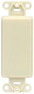 Picture of LEVITON MFG CO INC 80414-00I Leviton Decora Plastic Adapter Plate, Blank, No Hole, With-Ears, and Two Mounting Screws, 80414-I, Ivory (EA)