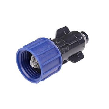 Picture of Rain Drip S5900UB Raindrip S5900UB, Smart Loc Universal Swivel Adapter for Tubing, 3/4-Inch MHT, with Filter Washer, Drip Irrigation Fitting for 1/2-Inch, 5/8-Inch, & 0.710-Inch Supply Tubing and Dripline, Black/Blue (EA)