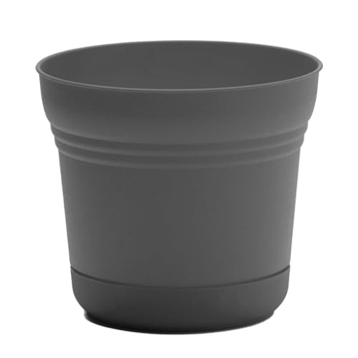 Picture of Bloem, Lcc. SP07908 Bloem Saturn 7" Charcoal Round Resin Planter Pot with Snap-in Saucer for Indoor and Outdoor Gardening (EA)