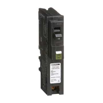 Picture of Square D HOM115PCAFIC Square D by Schneider Electric Homeline 15 Amp Mini Circuit Breaker, 1 Pole, 120V AC, 10kA Breaking Capacity, Plug in Mount, CAFI/CAFCI, Residential Use (HOM115PCAFIC) (EA)