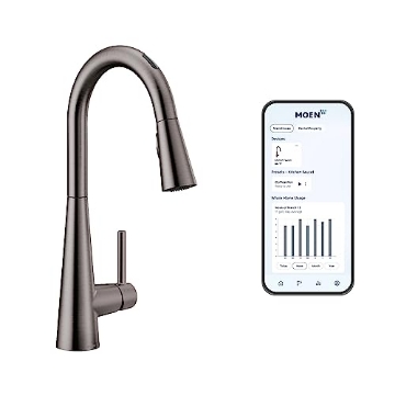 Picture of Moen 7864EVBLS Moen 7864EVBLS Sleek Smart Faucet Touchless Pull Down Sprayer Kitchen Faucet with Voice Control and Power Boost, Spot Resist Black Stainless (EA)