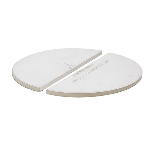Picture of Premiertek.net, LLC BJ-HDP Kamado Joe Indirect Cooking Half-Moon Ceramic Heat Deflector Plates for Big Joe Charcoal Grill and Smokers in White 2-Pack, Model BJ-HDP (EA)