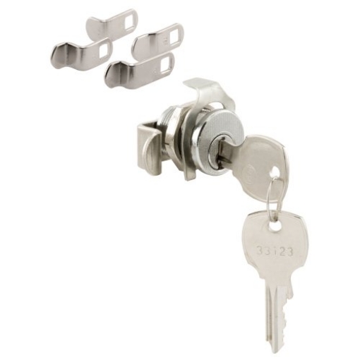 Picture of Prime S 4573 Prime-Line S 4573 Mailbox Lock – Replacement, Multipurpose Mailbox Lock for Several Brands – NA-14 Keyway, Opens Counter-Clockwise with 90º Rotation, Nickel Finish (1 Set) (EA)