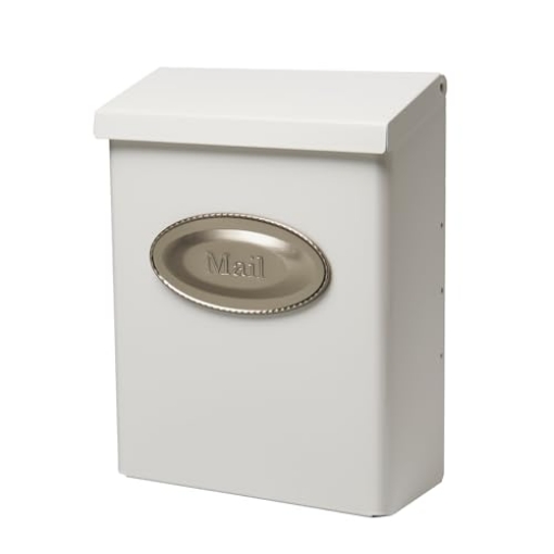 Picture of GIBRALTAR MAILBOXES DVKW00AM Architectural Mailboxes Designer Galvanized Steel, Locking Wall Mount Mailbox, White with Satin Nickel (EA)