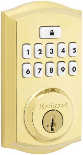 Picture of Kwikset 992600-001 Kwikset 9260TRL-L03S Traditional SmartCode Keypad Electronic Deadbolt SmartKey Lifetime Brass Finish (PK-2-EA)