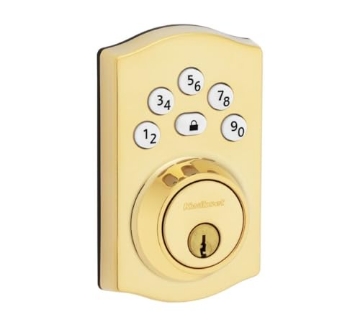 Picture of Kwikset 992400-001 Kwikset 9240TRL-L03 Traditional Powerbolt Electronic SmartCode Deadbolt with RCAL Latch and RCS Strike Lifetime Brass Finish (EA)