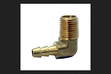 Picture of JMF COMPANY 4504635 JMF Brass Hose Barb Elbow 1/4 in. Dia. x 1/8 in. Dia. Yellow 1 pk (PK-2-EA)