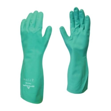Picture of SHOWA BEST GLOVE INC 730-08.RT SHOWA 730 Nitrile Chemical Resistant Safety Glove with Cotton Flocked Liner, Food Safe, 15 Mil Thick, 13" Length, Medium (1 Pair) (EA)