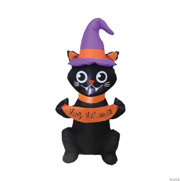Picture of A Holiday Company VAHL20098 48" Blow Up Inflatable Black Cat Outdoor Halloween Yard Decoration (EA)