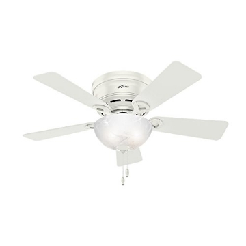 Picture of Hunter Fan Company 52138 Hunter Fan Company Indoor Low Profile Ceiling Fan with LED Light and Pull Chain Control, 42", Fresh White (52138) (EA)