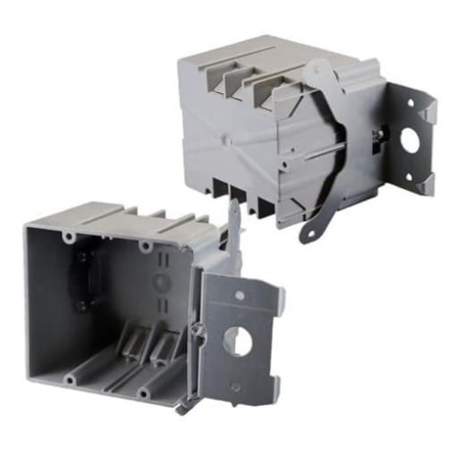 Picture of Cantex Industries EZ34DBZ-ADJ Cantex 3012614 34 cu. in. & Old Work Rectangle PVC 2 Gang Outlet Box Gray (EA)