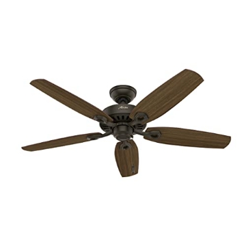 Picture of Hunter Fan Company 53242 Hunter 52 inch Indoor Ceiling Fan No Light with Pull Chain - Bronze Ceiling Fan without Light, Standard Mount, 5 Blades, For Bedroom, Living Room, or Kitchen - Builder Elite 53242, New Bronze (EA)