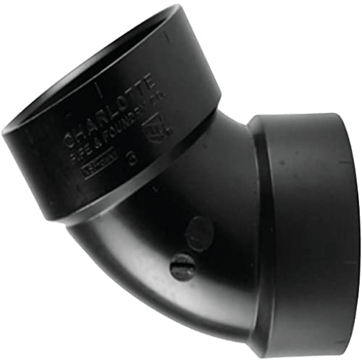 Picture of CHARLOTTE PIPE ABS003190600 Charlotte Pipe 1-1/2 in. Hub x 1-1/2 in. Dia. Hub ABS 60 Degree Elbow - Case of: 1; (EA)