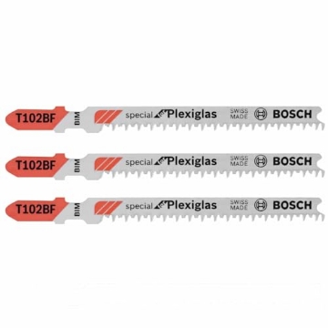 Picture of BOSCH SECURITY SYSTEMS, INC T102BF Bosch T102BF 3 pc. 3-5/8 in. 13 TPI Clean for Plexiglas T-Shank Jig Saw Blades (EA)