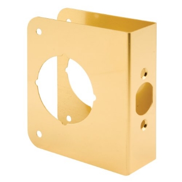 Picture of Prime U 9555 Prime-Line U 9555 Brass Lock and Door Reinforcement Plate for 1-3/8 In. Thick Doors, Brass Finish (Single Pack) (EA)