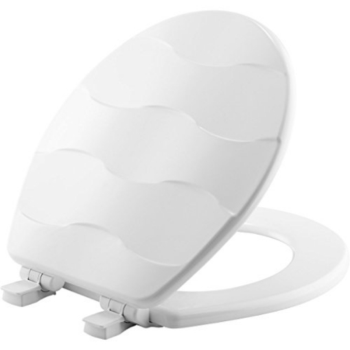 Picture of MAYFAIR BY BEMIS 33SLOW-000 MAYFAIR 33SLOW 000 Sculptured Basket Weave Toilet Seat will Slow Close and Never Loosen, ROUND, Durable Enameled Wood, White (EA)
