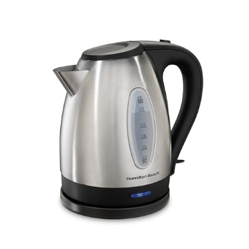 Picture of Hamilton Buhl 40880G Hamilton Beach Electric Tea Kettle, Water Boiler & Heater, 1.7 Liter, Cordless Serving, 1500 Watts for Fast Boiling, Auto-Shutoff and Boil-Dry Protection, Stainless Steel (40880) (EA)