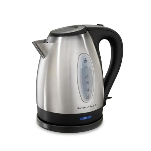 Picture of Hamilton Buhl 40880G Hamilton Beach Electric Tea Kettle, Water Boiler & Heater, 1.7 Liter, Cordless Serving, 1500 Watts for Fast Boiling, Auto-Shutoff and Boil-Dry Protection, Stainless Steel (40880) (EA)