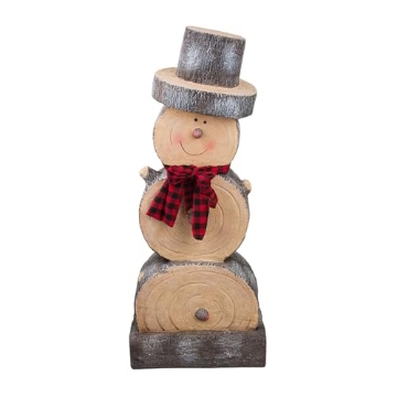 Picture of Alpine Dairy, Inc. WTJ104L Alpine Corporation 38"H Indoor/Outdoor Christmas Snowman Statue Decoration with Wood Texture , Christmas Decoration (EA)