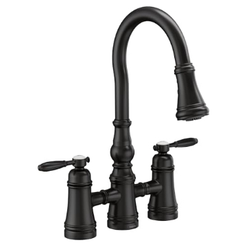 Picture of Moen S73204BL Moen Weymouth Matte Black Two Handle Pulldown Bridge Kitchen Faucet, S73204BL (EA)