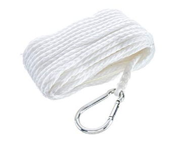 Picture of ATTWOOD MARI 40211 Seachoice Anchor Line Rope, Hollow Braid, Polypropylene, White, Spring Hook, 3/8 In. X 75 Ft. (EA)