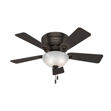 Picture of Hunter Fan Company 52137 Hunter Fan Company, 52137, 42 inch Haskell Premier Bronze Low Profile Ceiling Fan with LED Light Kit and Pull Chain (EA)