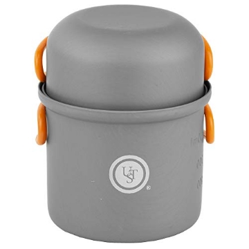 Picture of Ust Brands 1146766 ust Solo Cook Kit with Lightweight, Compact, BPA Free, Anodized Aluminum Construction for Camping, Hiking, Emergency, Soloist and Picnics, Gray/Orange, One Size (EA)