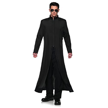 Picture of Underwraps Child Code UR30561 UNDERWRAPS Black Vinyl Coat- Spy Secret Agent Halloween Costume for Men, Gothic Cosplay Trench Coat Halloween Costume for Men, One Size (EA)