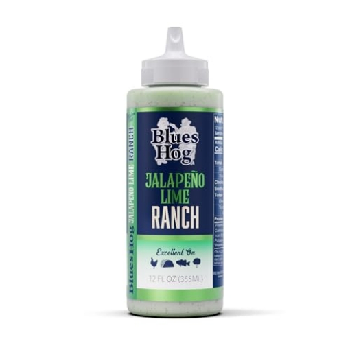 Picture of BLUES HOG LLC 60210 Blues Hog Jalapeño Lime Ranch Sauce, Creamy & Zesty Dressing, Perfect for Grilling, Tacos, Salads & Dipping, All-Natural, No High Fructose Corn Syrup, Gluten-Free, Made in the USA, 12 oz (EA)