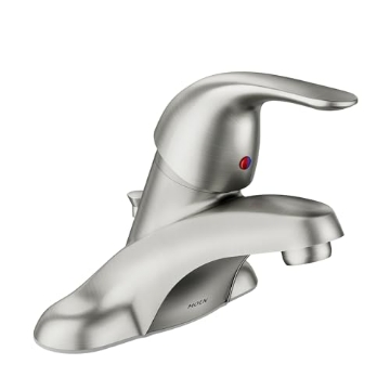 Picture of Moen WSL84502SRN Moen WSL84502SRN One-Handle Low Arc Bathroom Faucet, Spot Resist Brushed Nickel (EA)