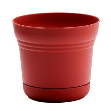 Picture of Bloem, Lcc. SP1413 Bloem Saturn Round Planter with Saucer Tray: 14" - Burnt Red - Durable Plastic Pot, Matte Finish, Removable Saucer, for Indoor & Outdoor Use, Gardening, 5 Gallon Capacity (EA)
