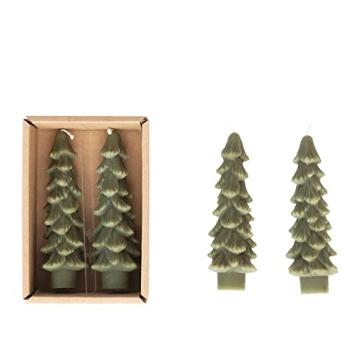 Picture of CREATIVE CO-OP XS0433 Creative Co-Op Unscented Tree Shaped Taper Candles, Evergreen, Boxed Set Of 2 (PK-12-EA)