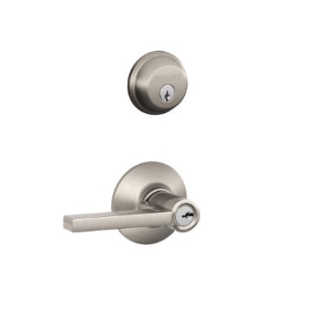 Picture of Ingersoll Rand FB50NVLAT619 Schlage FB50N V LAT 619 Single Cylinder Deadbolt and Keyed Entry Latitude Lever, Satin Nickel (EA)
