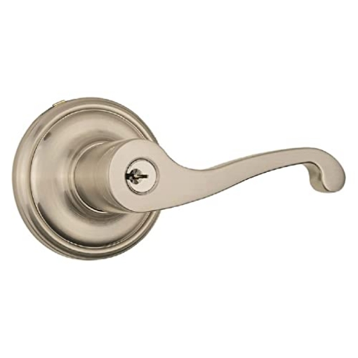 Picture of BRINKS 23014-119 BRINKS - Glenshaw Push Pull Rotate Keyed Entry Door Lever, Satin Nickel - Door Lock That Opens Hands-Free with a Push, a Pull or by Rotating (EA)