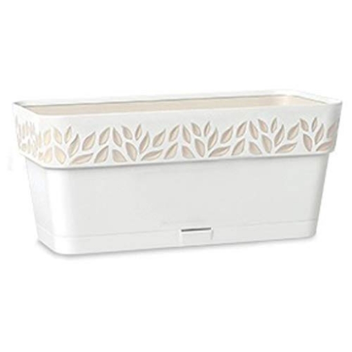 Picture of Marshall Electronics, Inc 9E62ZFZ022 Marshall Pottery 7009012 19.7 x 7.09 in. Deroma Leaf Resin Leaves Balcony Planter44; White (EA)